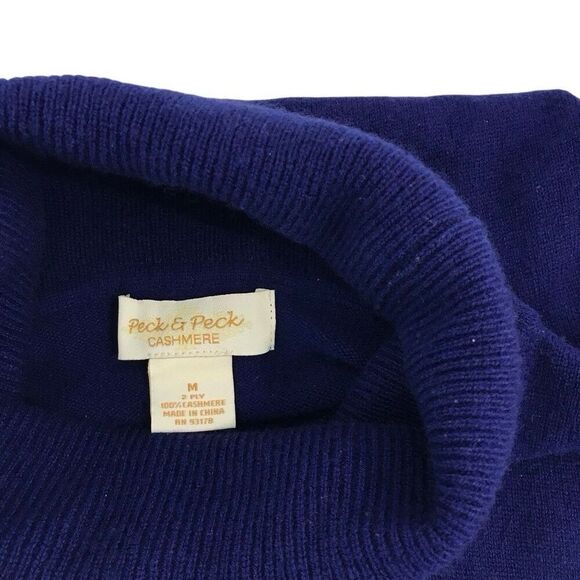 Peck & Peck 2 ply 100% cashmere turtleneck sweater tunic fringe trim size Medium - Picture 3 of 4